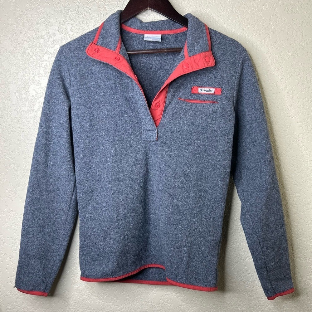 Columbia Womens Gray Fleece Snap Neck Pullover‎ Sweatshirt Size S